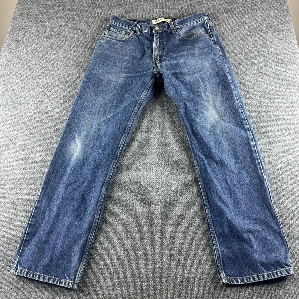 Levis 505 Jeans Mens 35x32 Blue Regular Straight Medium Wash Denim Pants